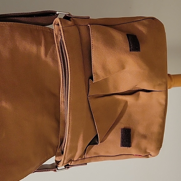 Augur Strauss & Co Unisex Brown Canvas Messenger Bag - Picture 3 of 5